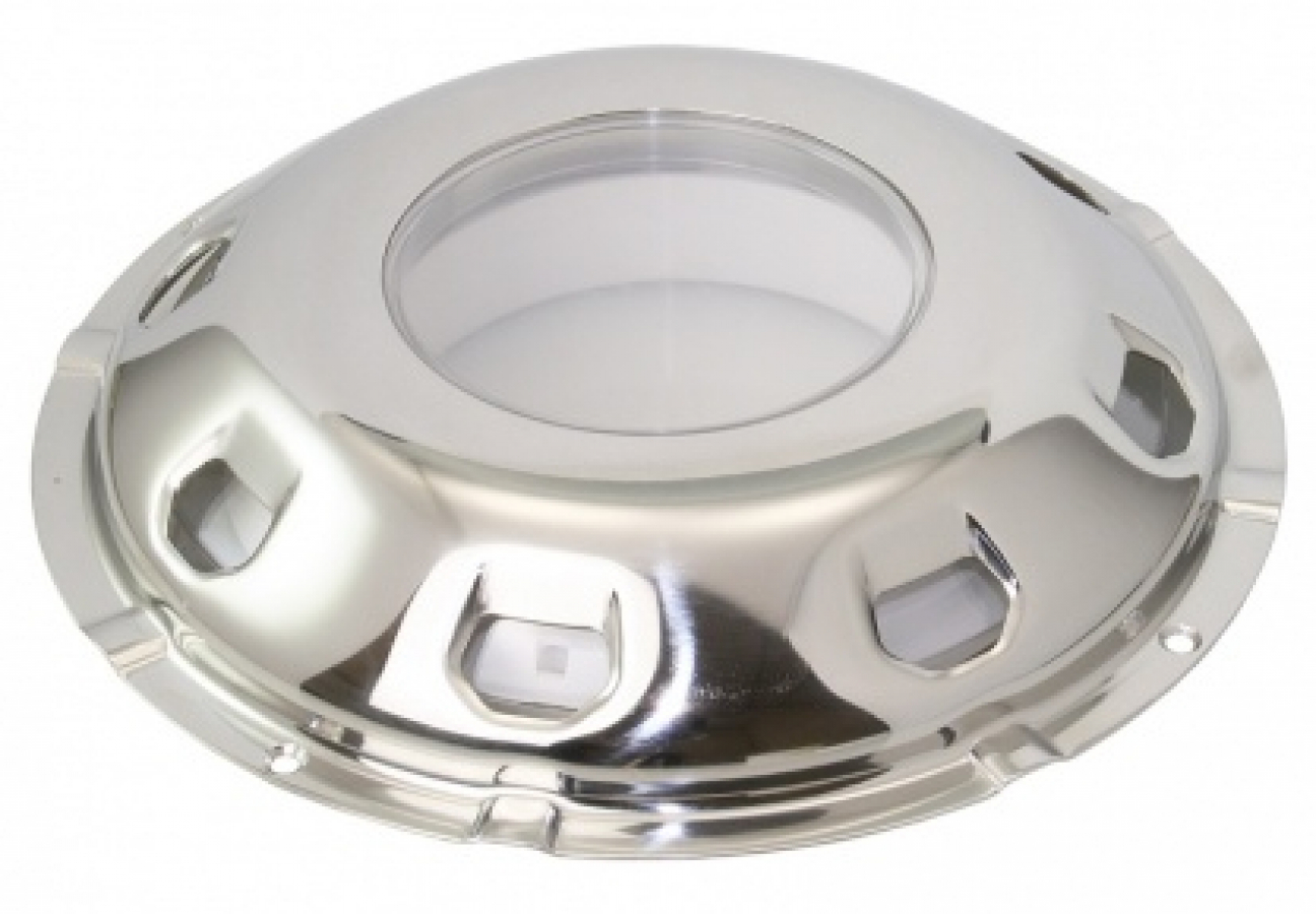 Dome vent polished stainless steel cap with light passage. AISI 304 Outer Ø200mm Height 50mm Inner Ø101mm