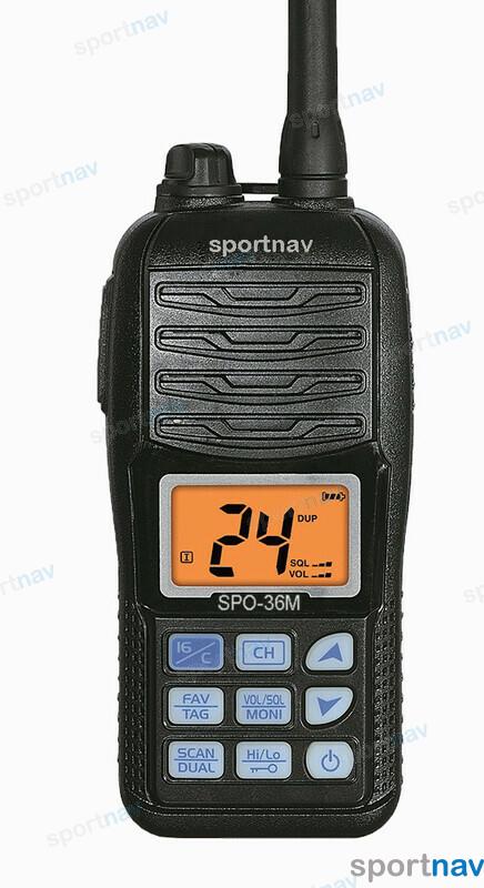 VHF handheld Sportnav 36M IPX7 1/5W LIion 1500 mah